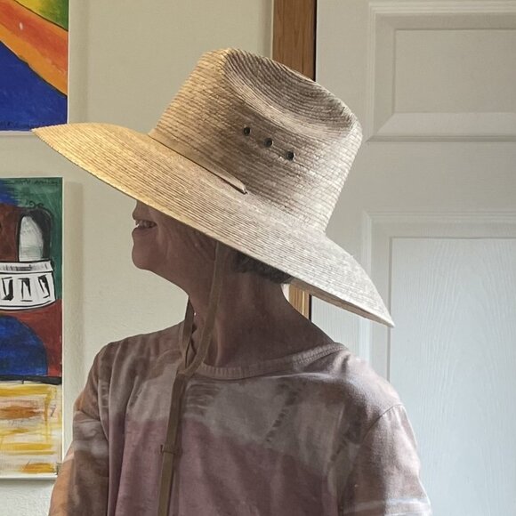 Mens/Unisex Natural Straw Sunhat with Wide 4 1/2" Brim (NWOT) - Picture 7 of 8